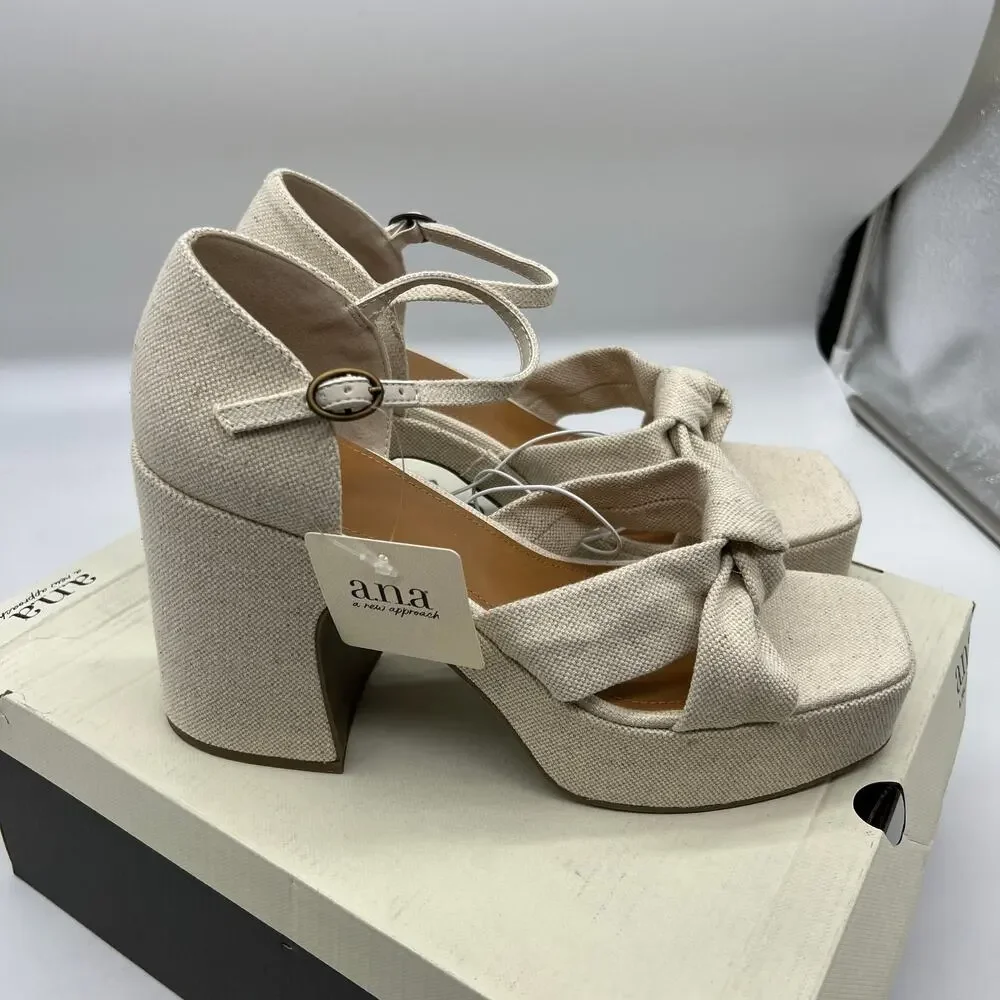 a.n.a Womens Holland Heeled Sandals Cream Natural Color Size 11M